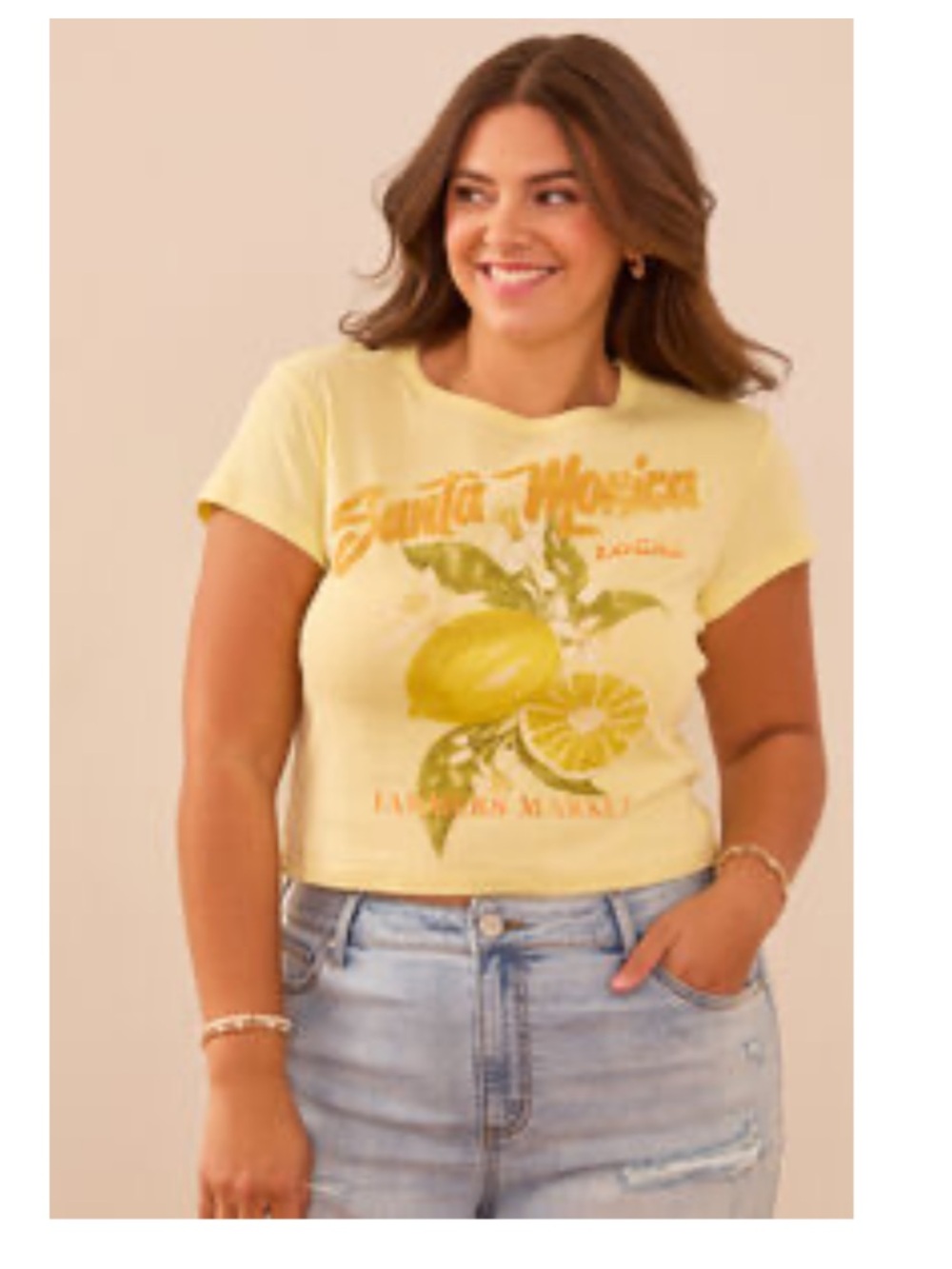 Arula Santa Monica Lemon Yellow Baby Tee NWT 3X